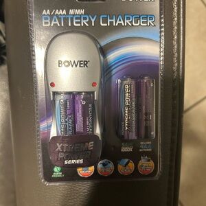 Silver Battery Charger with Purple Batteries New